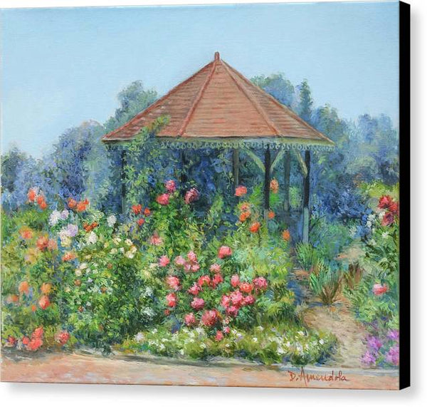 Gazebo with flowers - Canvas Print