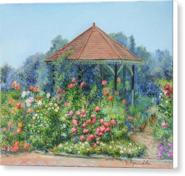 Gazebo with flowers - Canvas Print