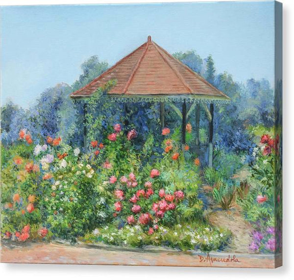 Gazebo with flowers - Canvas Print
