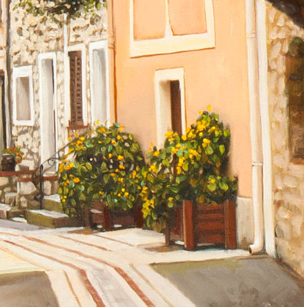 Aspremont Village In Provence – Original Classical Oil Painting by Dominique Amendola