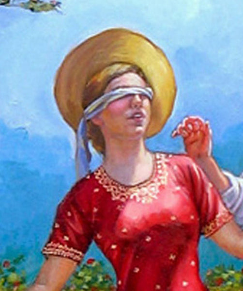 Blind Man's Buff – Classical Figurative Painting by Dominique Amendola (Framed)