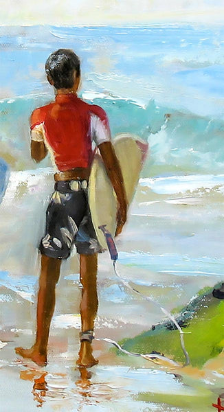Going For The Surf – Framed Impressionist Painting by Dominique Amendola