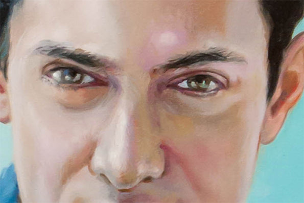 Original Oil Portrait of Aamir Khan – Bollywood Fine Art by Dominique Amendola
