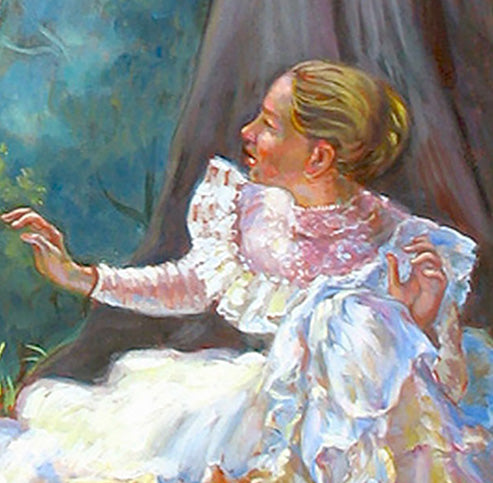 The Meeting – Rococo Realist Original Painting by Dominique Amendola (Framed)