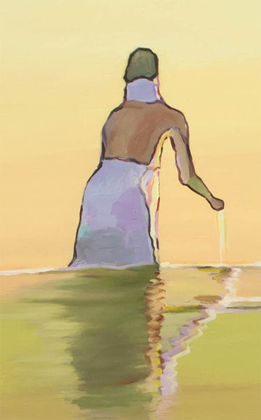 Bathing in the holy river 3 – Impressionist Indian Painting by Dominique Amendola