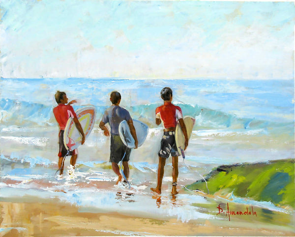 Going For The Surf – Framed Impressionist Painting by Dominique Amendola
