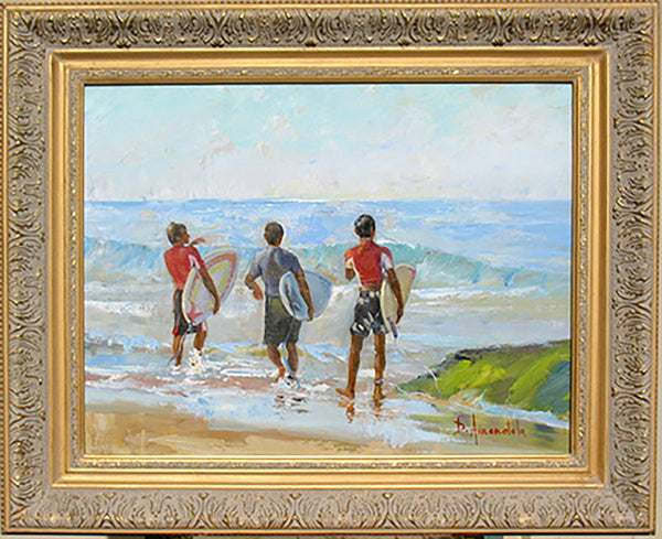 Going For The Surf – Framed Impressionist Painting by Dominique Amendola