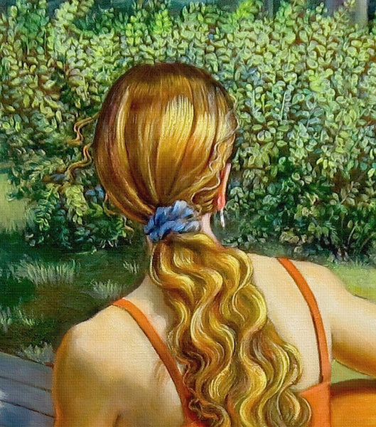 Here Comes The Sun – Framed Classical Painting of Woman Playing Guitar by Dominique Amendola