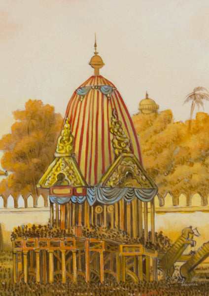 Jaganath Puri with Ratha Yatra in progress – Historical Oil Painting by Dominique Amendola