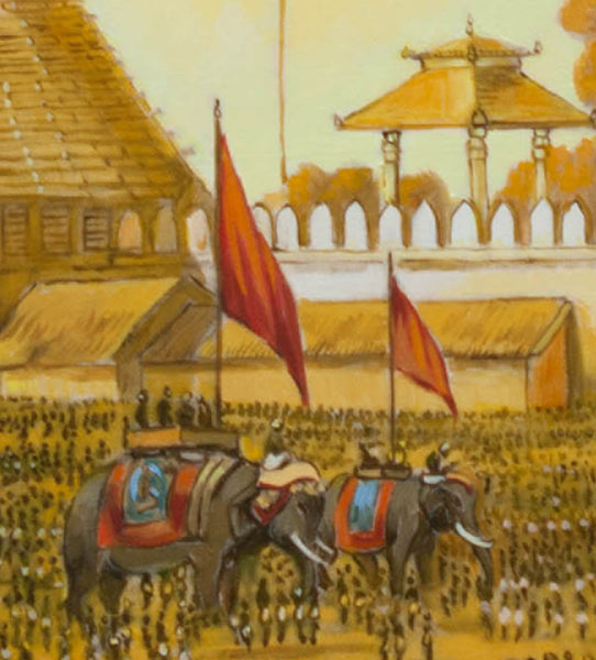 Jaganath Puri with Ratha Yatra in progress – Historical Oil Painting by Dominique Amendola