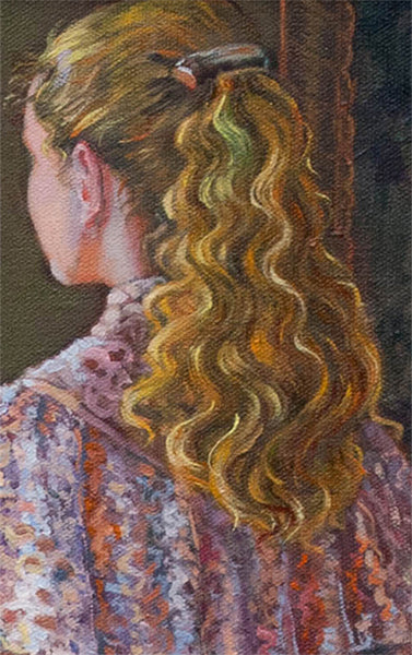 Lady Gazing Through The Window – Framed Classical Realist Painting of a Girl in Lace Dress