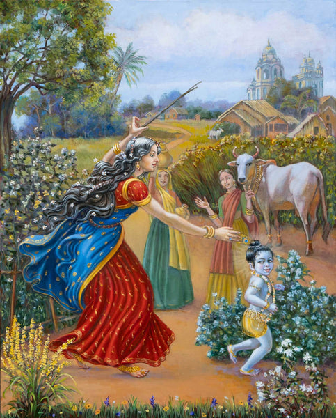 Mother Yashoda Chasing Baby Krishna