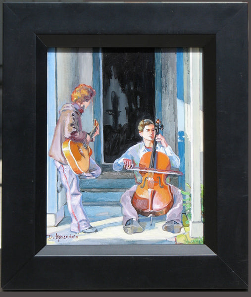 Musicians Practicing On The Doorstep