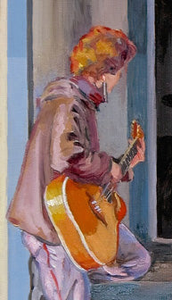 Doorstep Duet – Framed Impressionist Painting of Two Young Musicians by Dominique Amendola