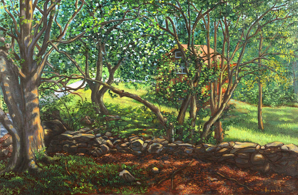 My Cabin In The Woods – Original Realist Landscape by Dominique Amendola, Framed