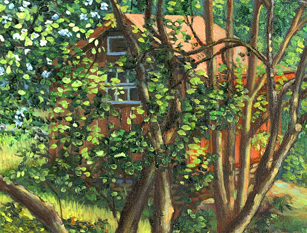 My Cabin In The Woods – Original Realist Landscape by Dominique Amendola, Framed