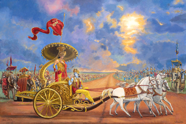 Partha Sarathi – Bhagavad Gita Painting by Dominique AmendolaThis epic oil painting