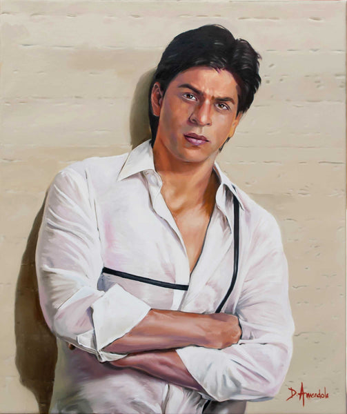 Portrait of Shahrukh Khan – Original Oil Painting by Dominique Amendola