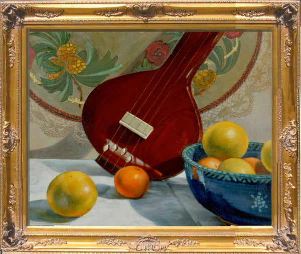 Still Life With Tambura and Fruit Bowl – Original Oil on Linen