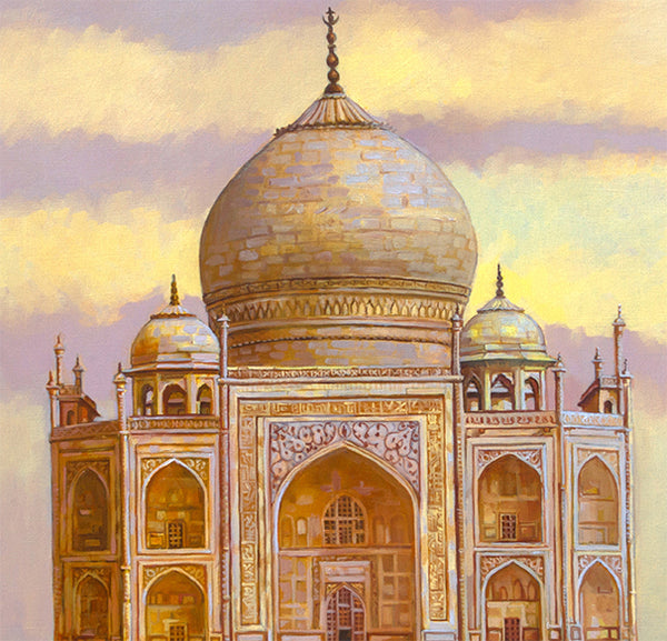 Taj Mahal at Sunset – Original Oil Painting by Dominique Amendola