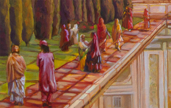 Taj Mahal at Sunset – Original Oil Painting by Dominique Amendola