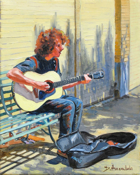 The Street Guitarist with Bob Dylan Style