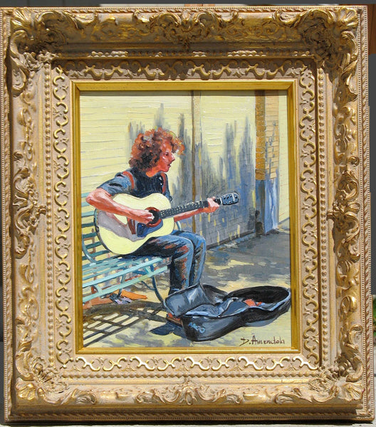 The Street Guitarist with Bob Dylan Style