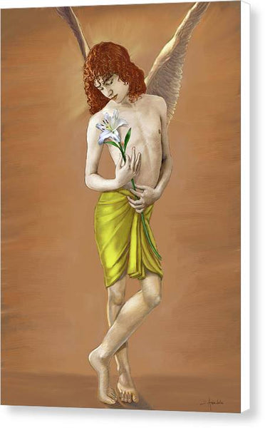 Angel holding a lily - Canvas Print