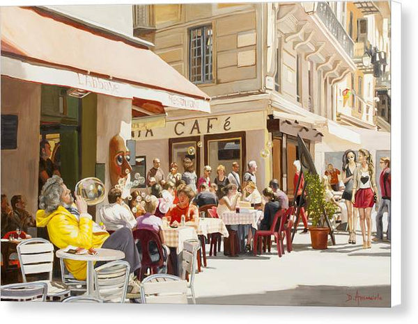 Blowing Bubbles At The Cafe Terrace  - Canvas Print