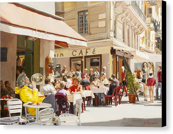 Blowing Bubbles At The Cafe Terrace  - Canvas Print