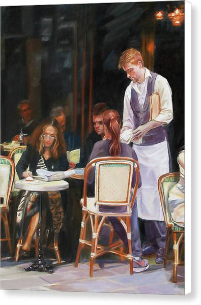 Cafe Scene In Paris - Canvas Print
