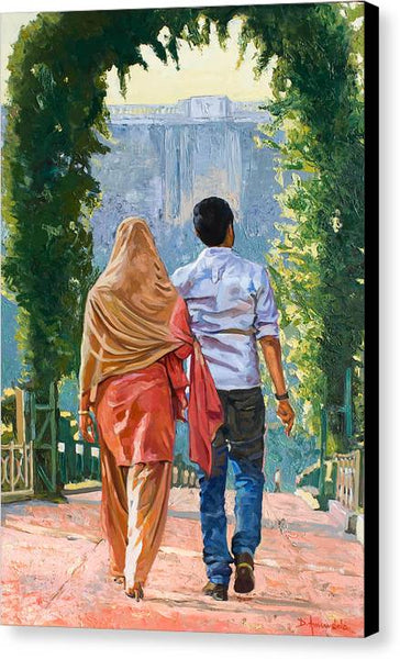 Couple Under The Leafy Arch - Canvas Print