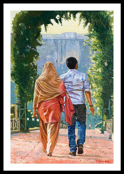 Couple Under The Leafy Arch - Framed Print