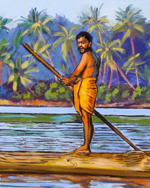 The fisherman and his boat – Contemporary Impressionist Oil Painting