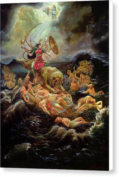 Goddess Durga In the Ocean Of Lust - Canvas Print