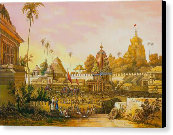 Jaganath Puri with Ratha Yatra in progress - Canvas Print