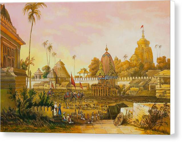 Jaganath Puri with Ratha Yatra in progress - Canvas Print