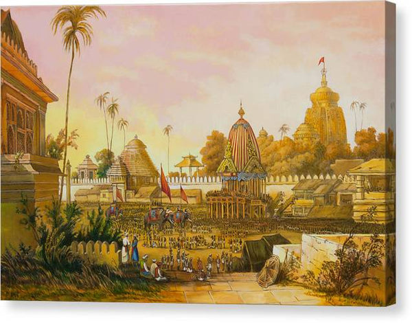 Jaganath Puri with Ratha Yatra in progress - Canvas Print