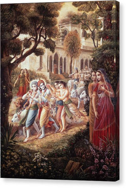 Krishna And Balarama Take The Cows To The Pastures - Canvas Print