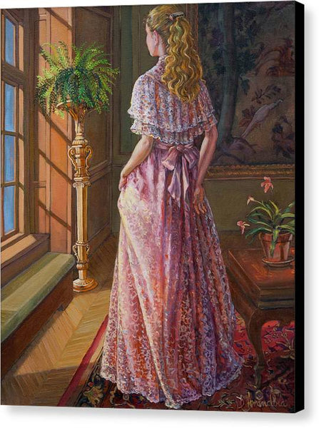 Lady Gazing Through The Window - Canvas Print