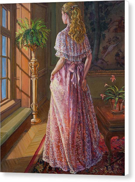 Lady Gazing Through The Window - Canvas Print