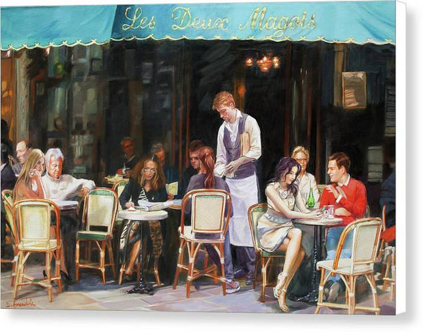 Les Deux Magots - Cafe Scene In Paris - Canvas Print