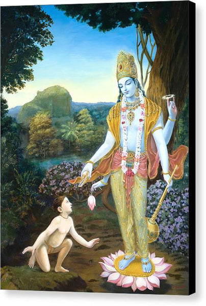 Lord Vishnu Appears To Dhruva - Canvas Print