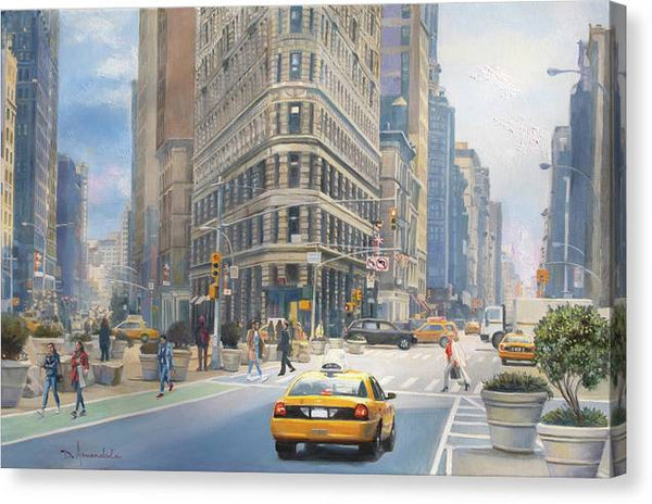 Manhattan City Scene With The Flatiron Building  - Canvas Print
