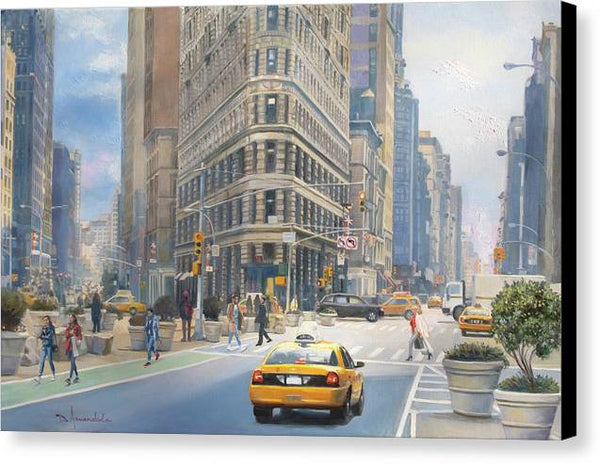 Manhattan City Scene With The Flatiron Building  - Canvas Print