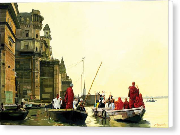 Monks In Varanasi - Canvas Print
