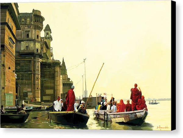 Monks In Varanasi - Canvas Print