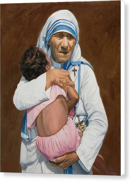 Mother Teresa holding a child - Canvas Print