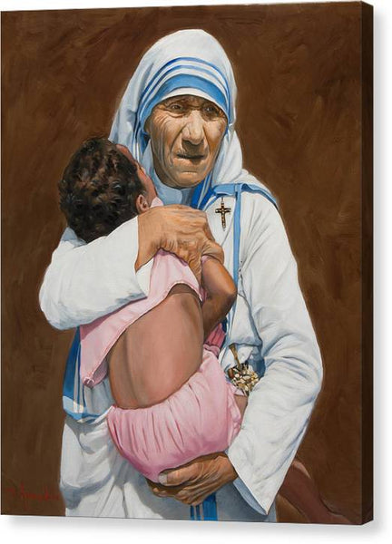 Mother Teresa holding a child - Canvas Print