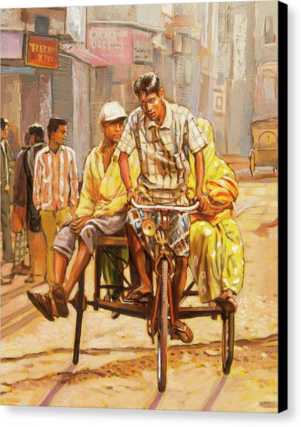 North India Street Scene  Detail View - Canvas Print